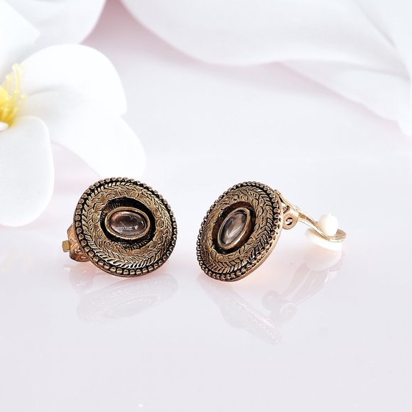 Ralph Lauren Clip On Earrings, Designer Vintage Earrings - Picture 7 of 9